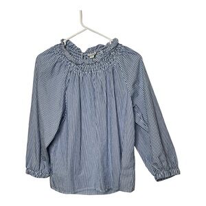 J. Crew Blue and White Peasant Blouse